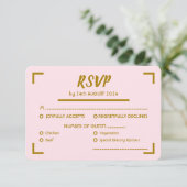 Cartons Réponse Simple Rose Script Mariage Manuscrit (Debout devant)