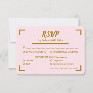 Cartons Réponse Simple Rose Script Mariage Manuscrit