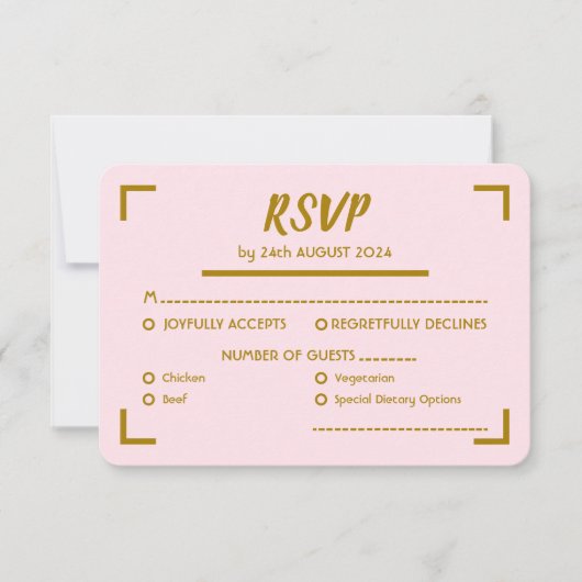 Cartons Réponse Simple Rose Script Mariage Manuscrit (Devant)