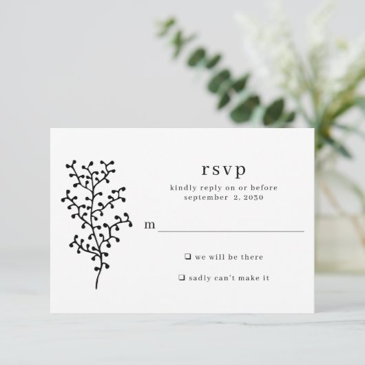 Cartons Réponse Simple Rustique Botanique Mariage de typographie n (Debout devant)