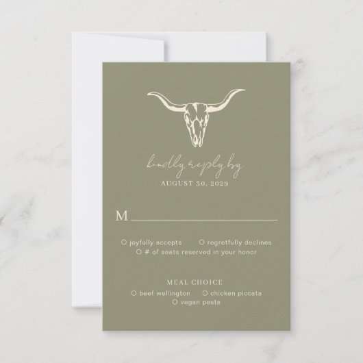 Cartons Réponse Simple Rustique Mariage Vache Crâne Rust Wedding R (Devant)