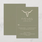 Cartons Réponse Simple Rustique Mariage Vache Crâne Rust Wedding R (Devant / Derrière)