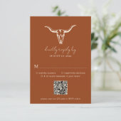 Cartons Réponse Simple Rustique Mariage Vache Crâne Rust Wedding R (Debout devant)