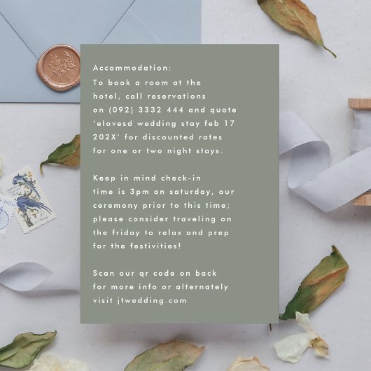 Cartons Réponse Simple Sage Blanc Détails Hébergement