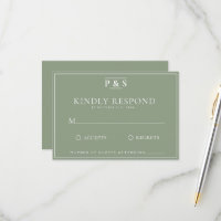 Simple Sage Green Élégant Monogramme Mariage chic