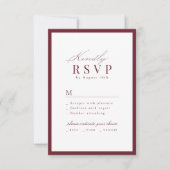 Cartons Réponse Simple Script Élégant Mariage Code QR Bourgogne (Devant)