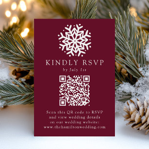 Cartons Réponse Simple Snowflake Wine Code QR Mariage