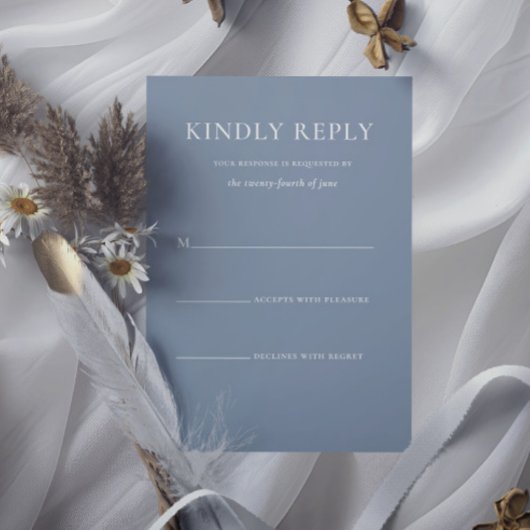 Cartons Réponse Simple stylé Dusty Blue Monogram Mariage