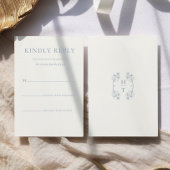 Cartons Réponse Simple stylé Dusty Blue Monogram Mariage