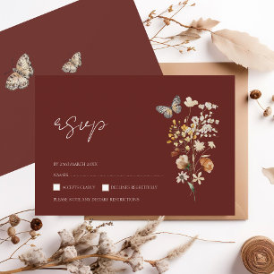 Cartons Réponse Simple Terracotta Automne Fleur sauvage Mariage