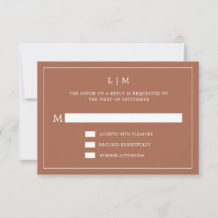 Cartons Réponse Simple Terracotta Monogramme Mariage élégant