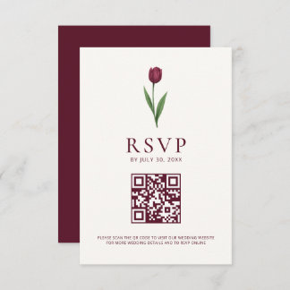 Cartons Réponse Simple Tulip Ivory Minimalist Wedding QR Code