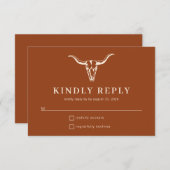 Cartons Réponse Simple Western Bohemian Cow Mariage crâne (Devant / Derrière)