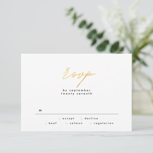 Cartons Réponse Simplement Elegant Gold Foil et Mariage de texte b (Debout devant)