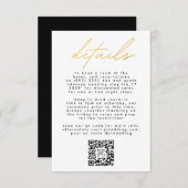 Cartons Réponse Simplement Elegant Gold & White Texte Mariage QR C (Devant / Derrière)