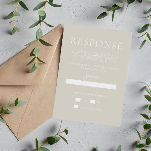 Cartons Réponse Simplicité Florale 1 Beige Huître Mariage Minimal