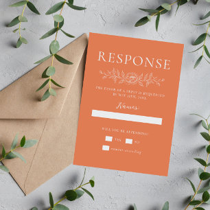 Cartons Réponse Simplicité Florale 1 Mariage Minimal Corail