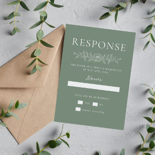 Cartons Réponse Simplicité Florale 1 Mariage Minimal Vert Poussiér