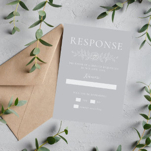 Cartons Réponse Simplicité Florale 1 Mariage Minimaliste Gris Ster