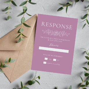 Cartons Réponse Simplicité Florale 1 Mariage Minimaliste Lavande
