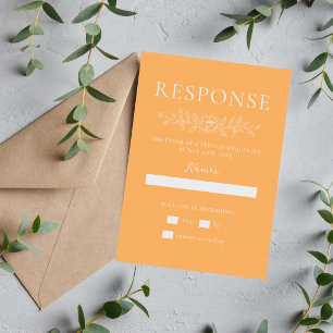 Cartons Réponse Simplicité Florale 1 Sorbet Orange Mariage Minimal