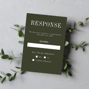 Cartons Réponse Simplicité Florale 2 Mariage Minimaliste Vert Oliv
