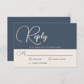 Cartons Réponse Simplicité moderne Mariage bleu marine (Devant / Derrière)