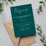 Cartons Réponse Simplicité réelle 3 Script Mariage Peacock minimal<br><div class="desc">Cette carte de réponse se coordonne parfaitement avec la collection de mixages et de correspondances True Simplicity 3. Veuillez me contacter si vous souhaitez customiser le libellé de cette réponse/carte rsvp.</div>