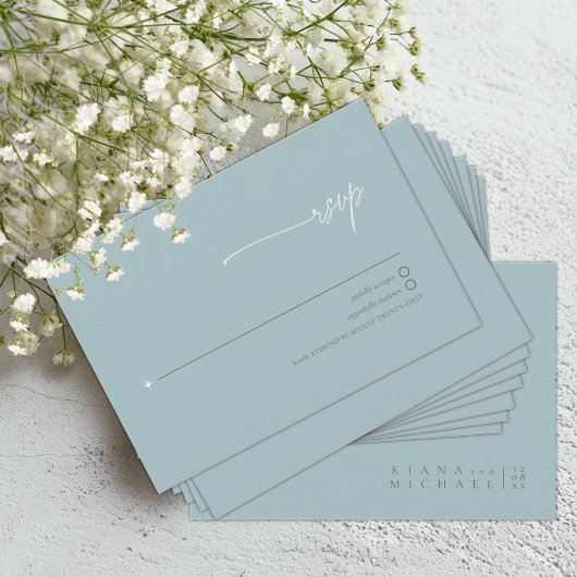 Cartons Réponse Simply Chic Mariage Dusty Turquoise ID1046