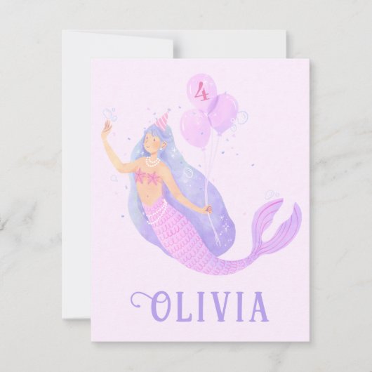Cartons Réponse Sirène sous la mer Anniversaire Fête de l'âge de l (Devant)