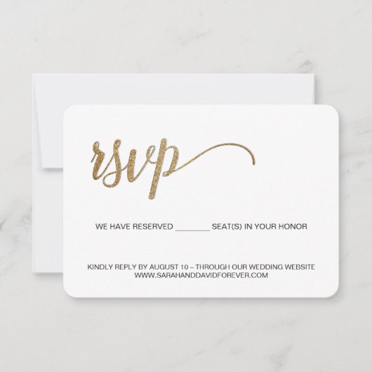 Cartons Réponse Site mariage Gold White sans envoi (Devant)