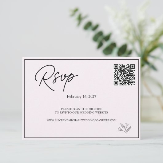 Cartons Réponse Site Mariage moderne | Code QR RSVP. (Debout devant)