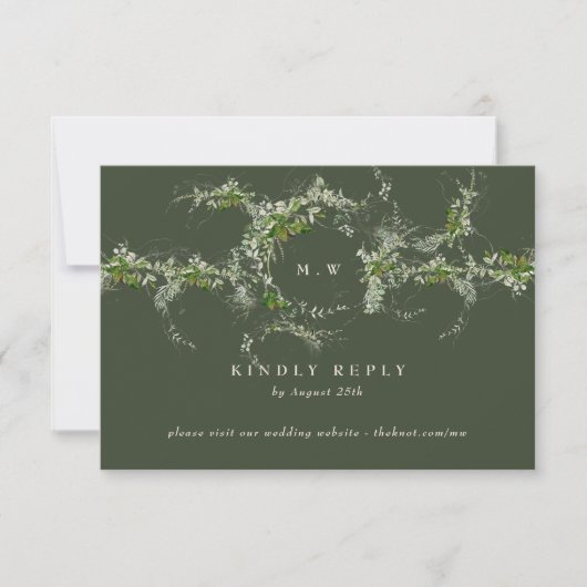 Cartons Réponse Site | Mariage Monogramme Eucalyptus Vert (Devant)
