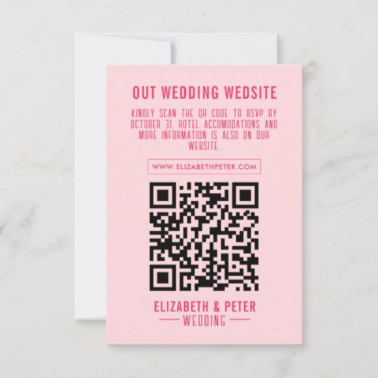 Cartons Réponse Site Mariage Retro Pink Qr Code (Devant)
