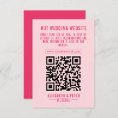 Cartons Réponse Site Mariage Retro Pink Qr Code (Devant / Derrière)