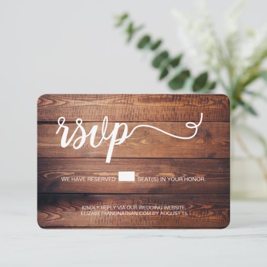 Cartons Réponse Site mariage rustique Siège réservé à grain de boi (Debout devant)