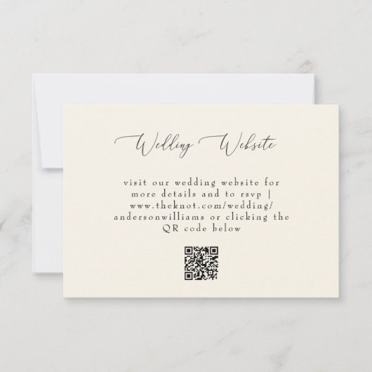 Cartons Réponse Site Web de code QR Mariage à la crème simple (Devant)