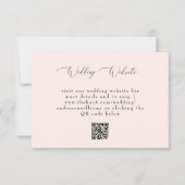Cartons Réponse Site Web de code QR Mariage Blush simple (Devant)