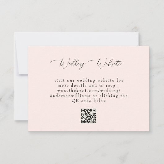 Cartons Réponse Site Web de code QR Mariage Blush simple (Devant)