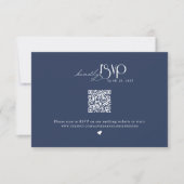 Cartons Réponse Site Web de Mariage avec Code QR Bleu Marine (Devant)