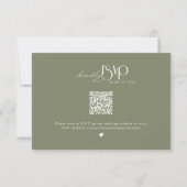 Cartons Réponse Site Web de Mariage avec Code QR Vert Sauge Minima (Devant)
