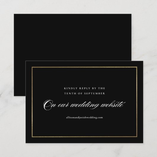Cartons Réponse Site Web de Mariage Classique Élégant en Or (Devant / Derrière)