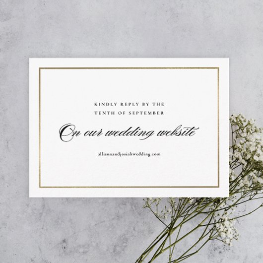 Cartons Réponse Site Web de Mariage Classique Élégant en Or