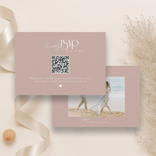 Cartons Réponse Site Web de Mariage Minimaliste avec Code QR Rose 