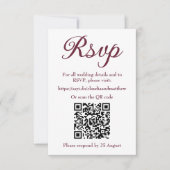 Cartons Réponse Site Web de Mariage Rouge Sombre avec Code QR pour (Devant)
