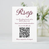 Cartons Réponse Site Web de Mariage Rouge Sombre avec Code QR pour (Debout devant)