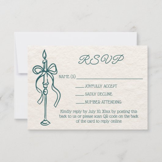 Cartons Réponse Site Web du Mariage Turquoise Retro Hand Draw Code (Devant)