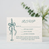 Cartons Réponse Site Web du Mariage Turquoise Retro Hand Draw Code (Debout devant)