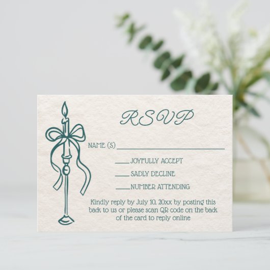 Cartons Réponse Site Web du Mariage Turquoise Retro Hand Draw Code (Debout devant)