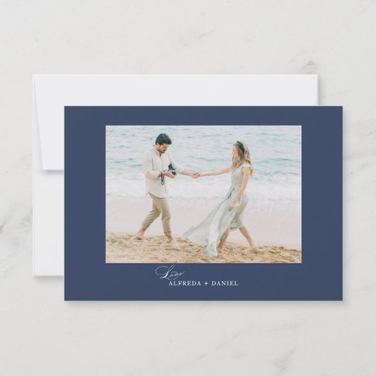 Cartons Réponse Site Web Mariage de Code QR bleu Marine (Dos)